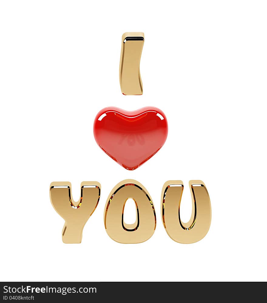 I Love You Text And Red Heart