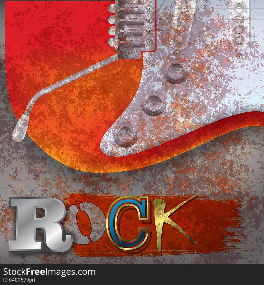 Abstract rusty background with red electric guitar