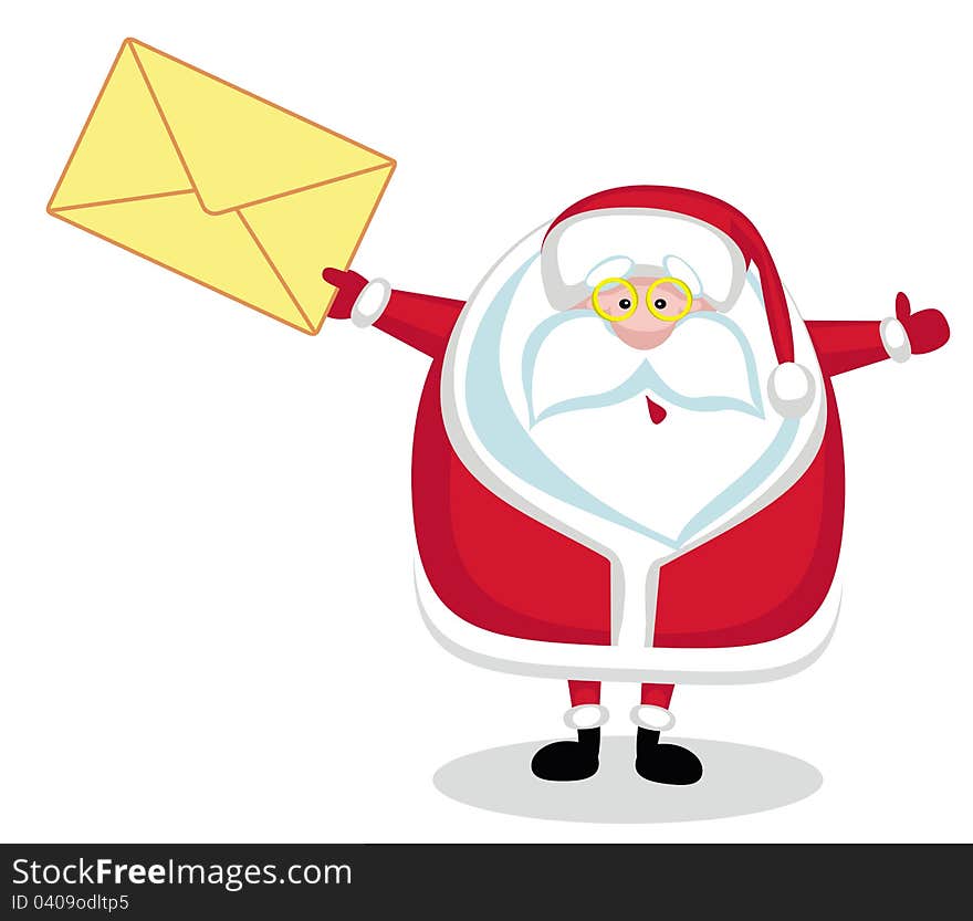 Santa Claus holding envelope. Vector illustration. Santa Claus holding envelope. Vector illustration