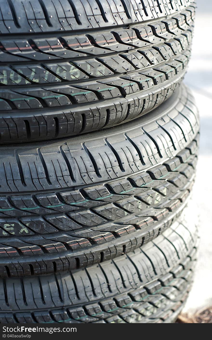 Stack of car tires.