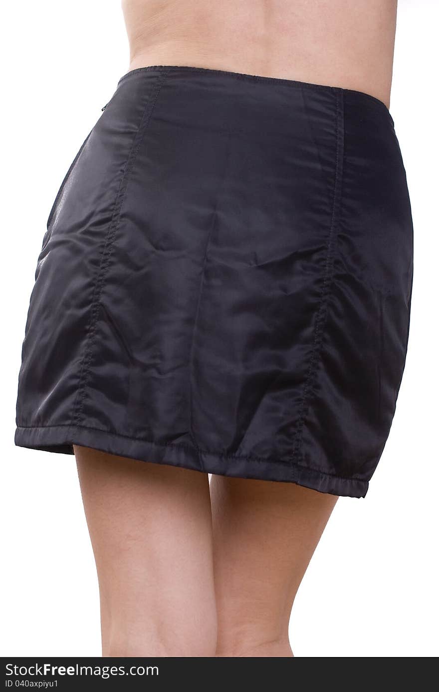 Isolated details of black mini skirt