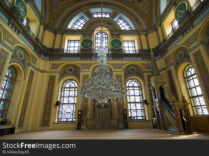 Interior details of a mosque in Istanbul, Turkey