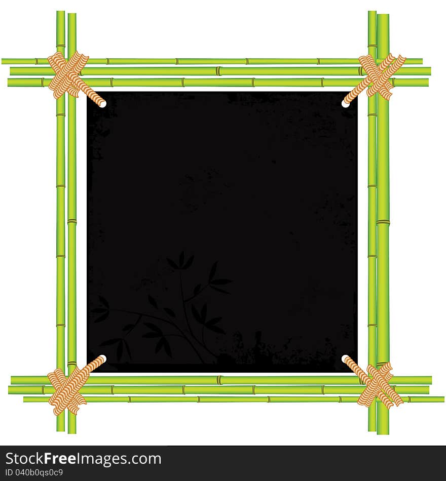 Bamboo frame with tropic old paper