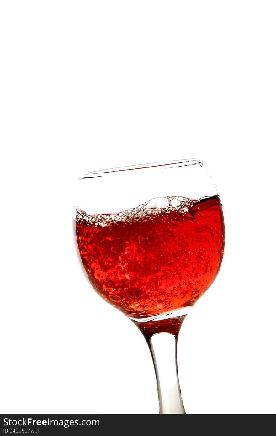 Rose wine in glass isolated on white background. Rose wine in glass isolated on white background