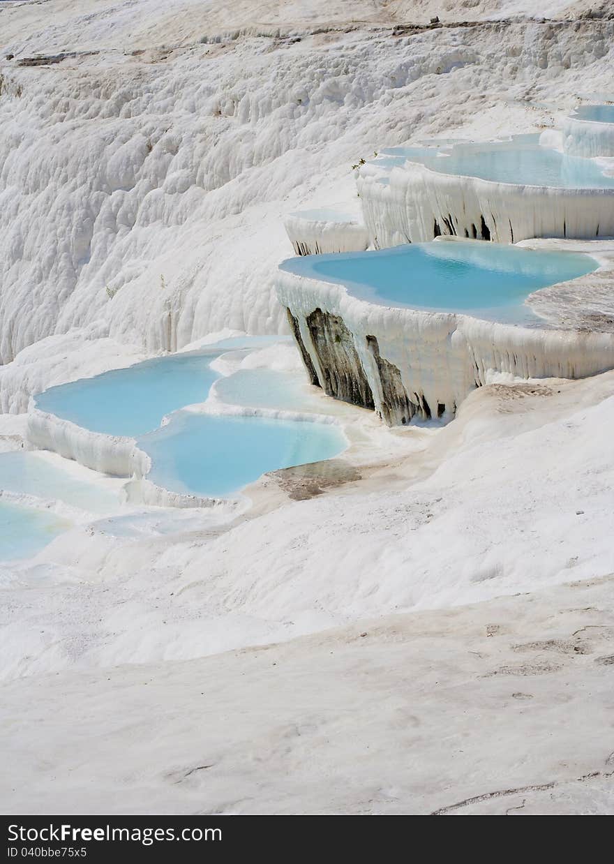 Natural travertine pools and terraces, Pamukkale, Turkey. Natural travertine pools and terraces, Pamukkale, Turkey