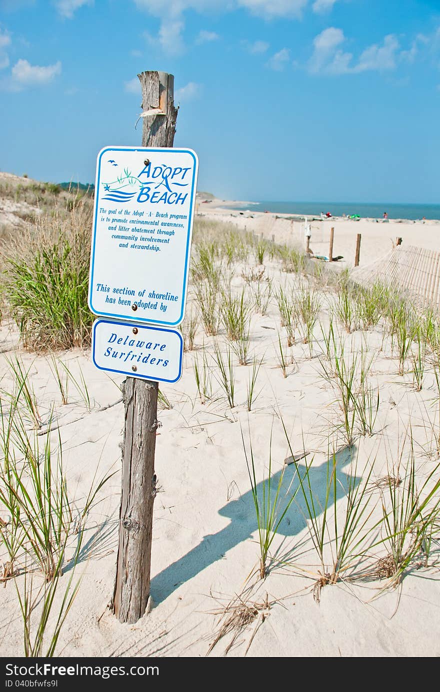 Adopt a beach sign at Cape Henlopen State Park in Lewes, DE.