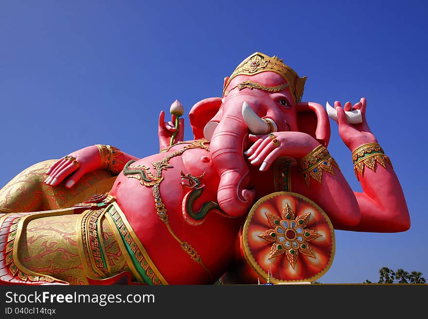 Pink Ganesh statue at Saman Rattana Ram Temple of Thailand. Pink Ganesh statue at Saman Rattana Ram Temple of Thailand