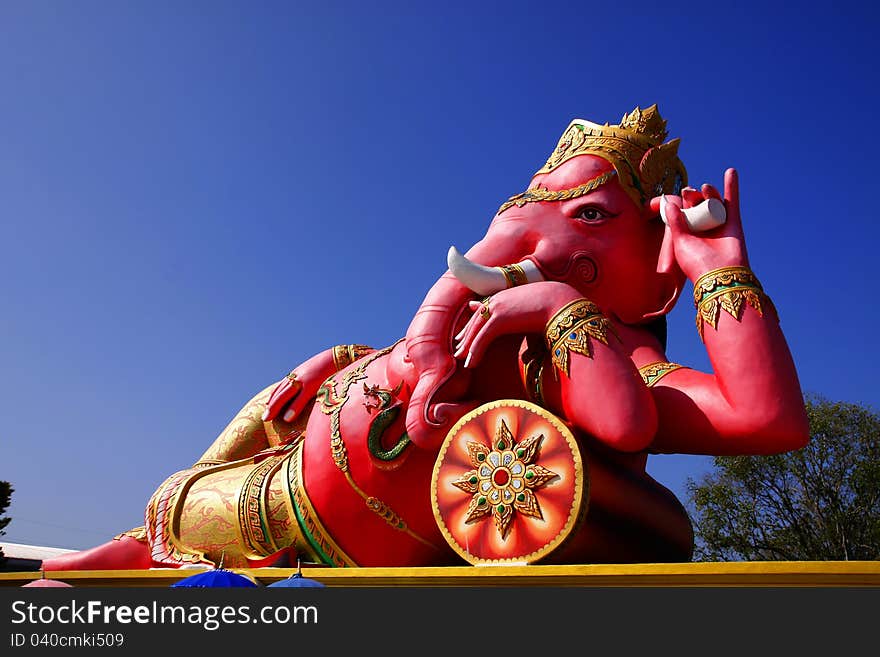 Pink Ganesh statue at Saman Rattana Ram Temple of Thailand. Pink Ganesh statue at Saman Rattana Ram Temple of Thailand