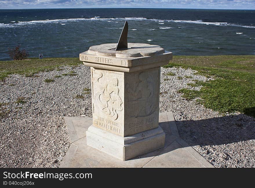 Sundial on Panga cliff located in island Saaremaa, Estonia. Photo taken September 2011. Sundial on Panga cliff located in island Saaremaa, Estonia. Photo taken September 2011