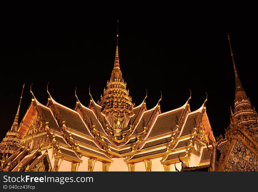 Wat Phra Kaew at night, Temple of the Emerald Buddha, Bangkok, Thailand