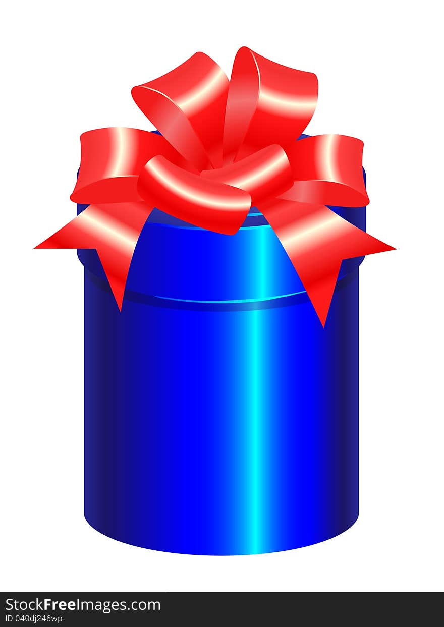 Blue gift box with red bow