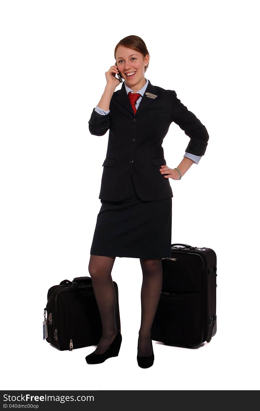 Flight attendant waiting for her friend. Flight attendant waiting for her friend