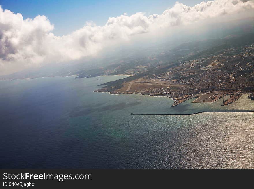 Crete island, Greece - view from airplane