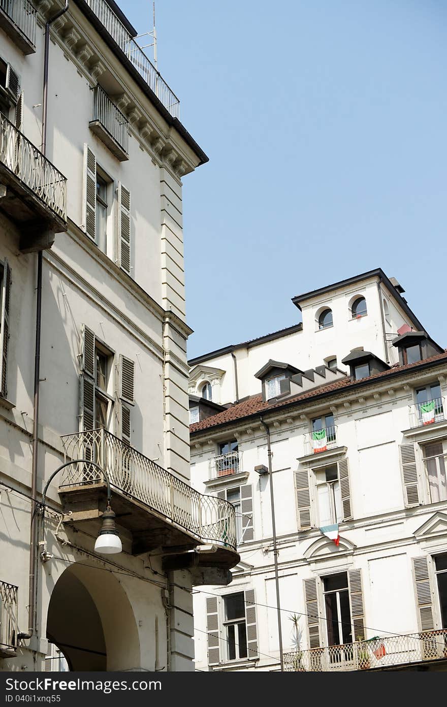 Detail of old palace in torino