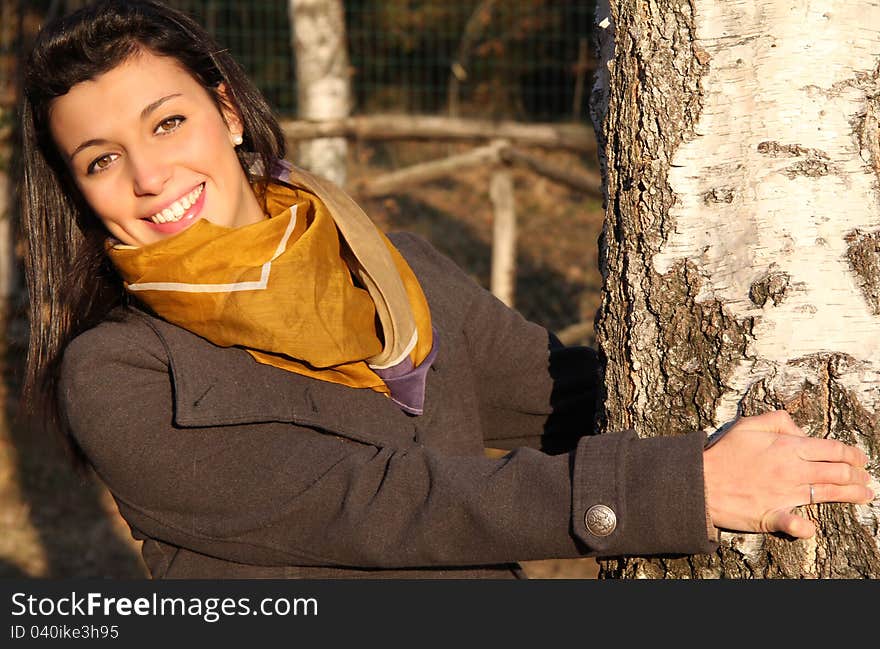 Smiling teen-ager with yellow neckerchief