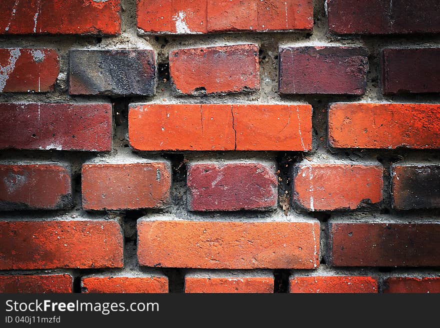 Old destroyed brickwork, background and texture