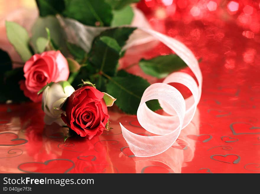 Image of roses on a table on valentines day