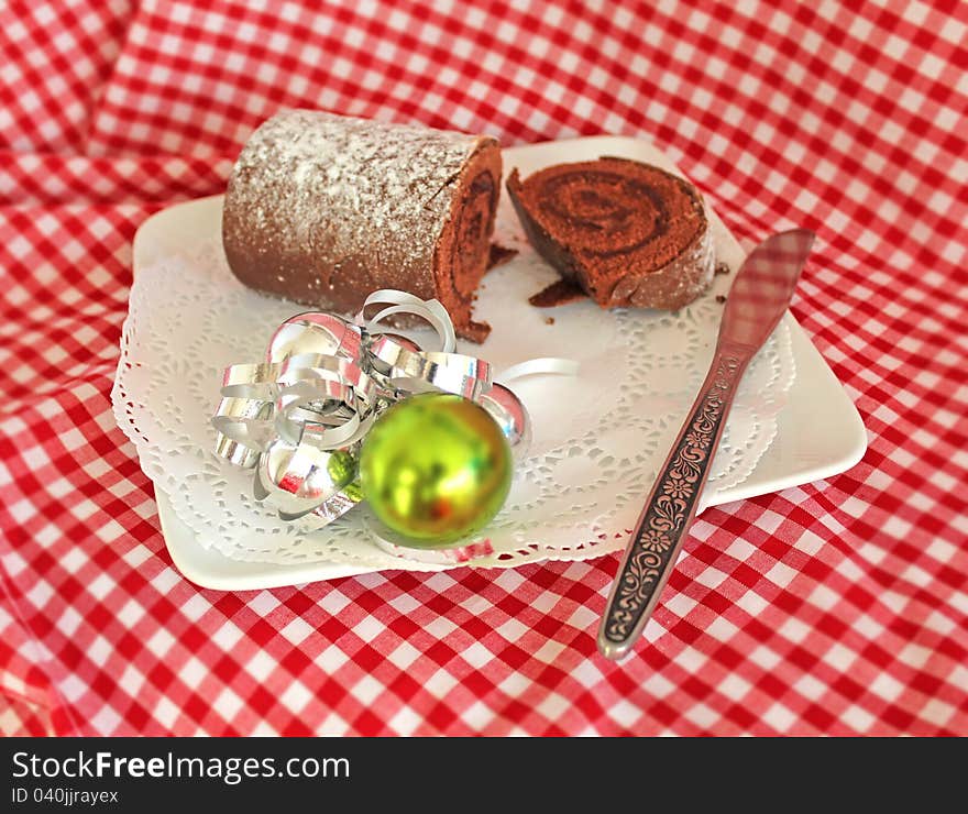 Chocolate Log and Knife