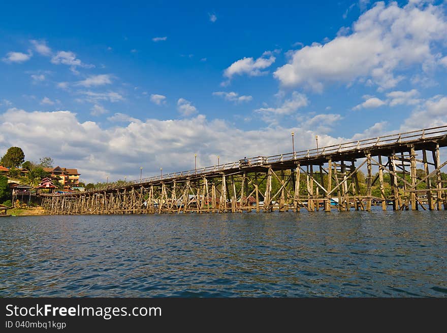 Longest wooden bridge in Thailand, at Sangkhlaburi