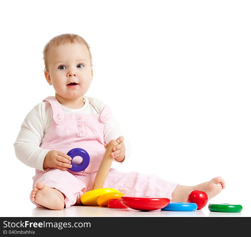 Baby playing with color toy