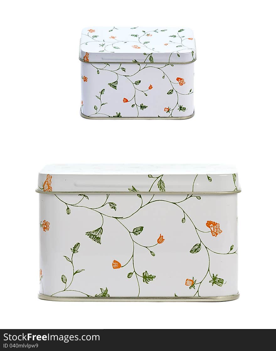 Decorating with floral pattern boxes isolated on white background. Decorating with floral pattern boxes isolated on white background