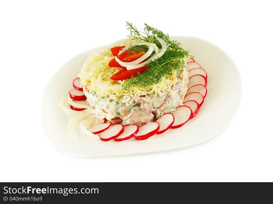 Dish With A Salad Of Radish