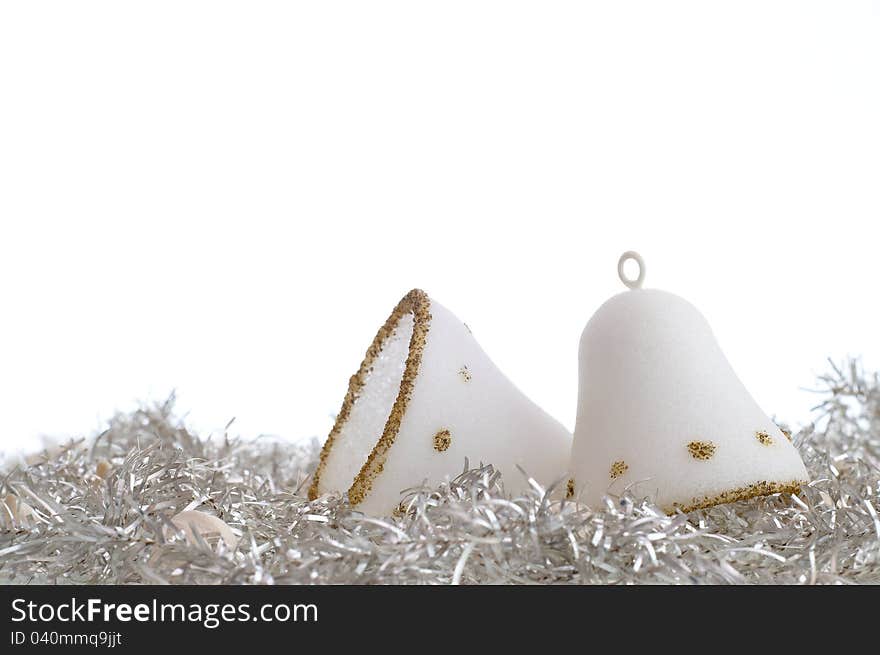 Christmas decorations on white ground