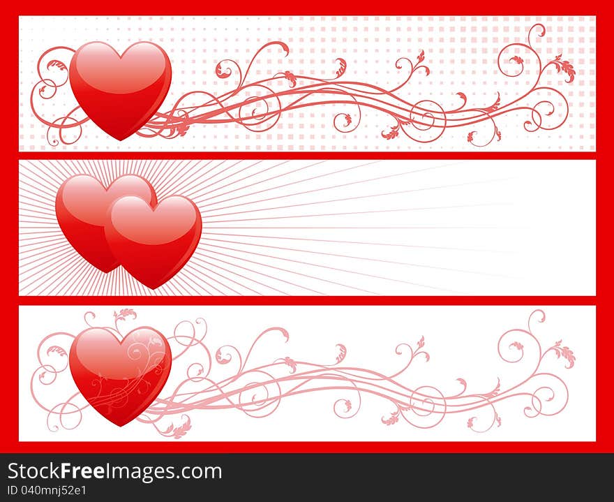 Set Of Valentins Day Banners