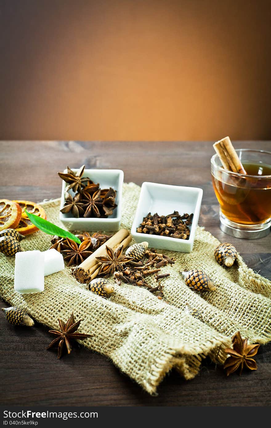 Aromatic spices and decoration for tea