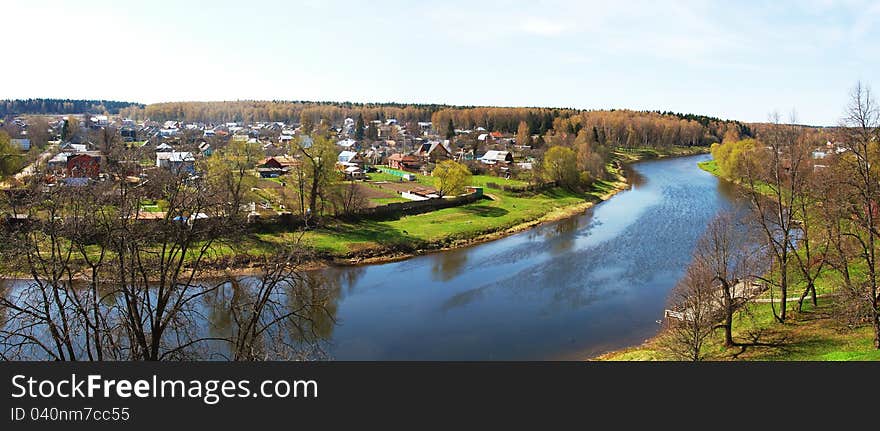 Panorama the river Ruza