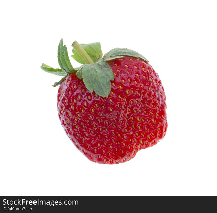 Appetizing ripe strawberry with green leaves. Appetizing ripe strawberry with green leaves