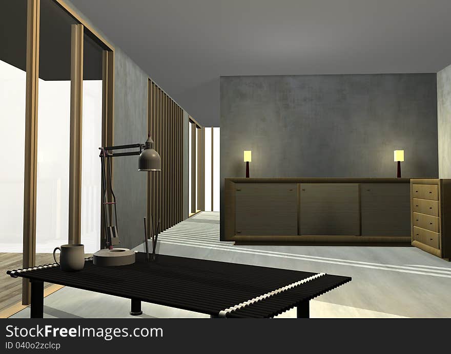 Tropical Housing Interior Rendered