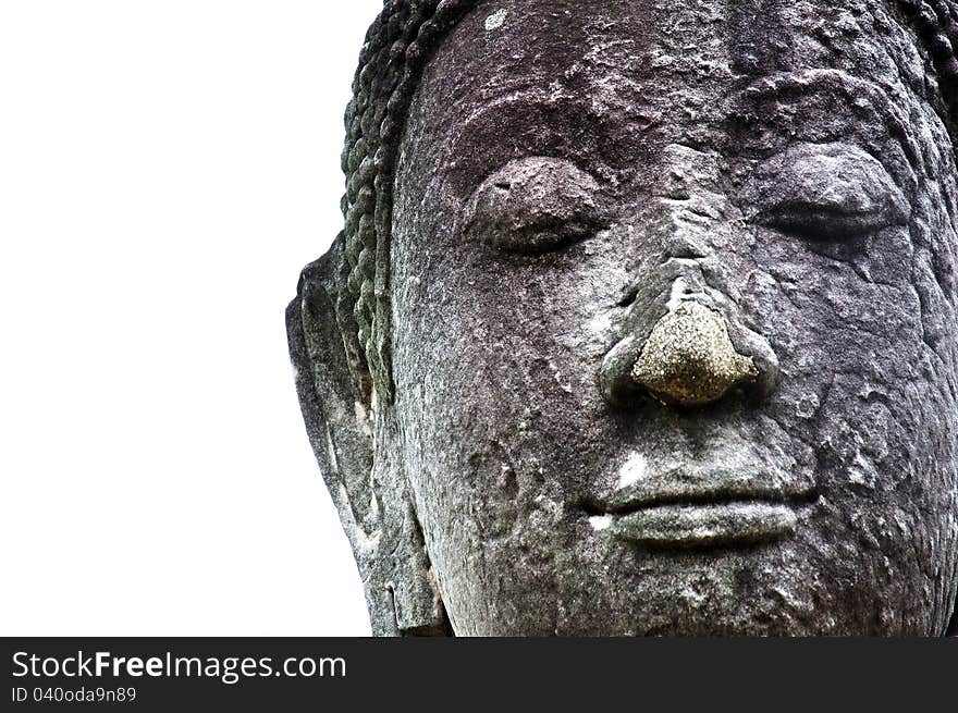 Close up of damaged Buddha's head. Close up of damaged Buddha's head