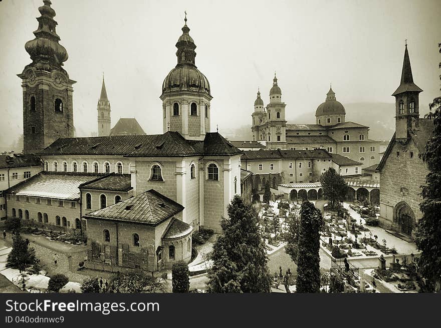 A view of the churchs of Salzburg, Austria. A view of the churchs of Salzburg, Austria