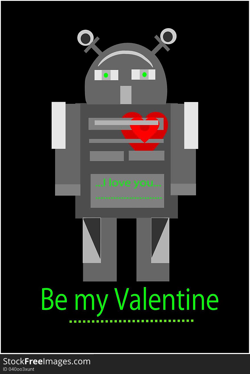 Valentine time - robot in love. Vector illustration. Valentine time - robot in love. Vector illustration.