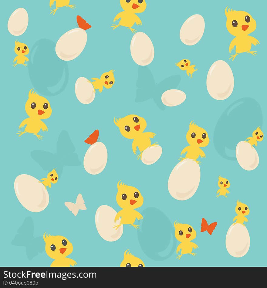 Chicken and egg seamless pattern