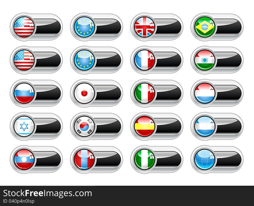 Vector set world flag icons. Vector set world flag icons