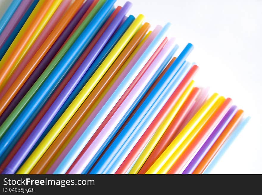 Colorful straws lines on white background