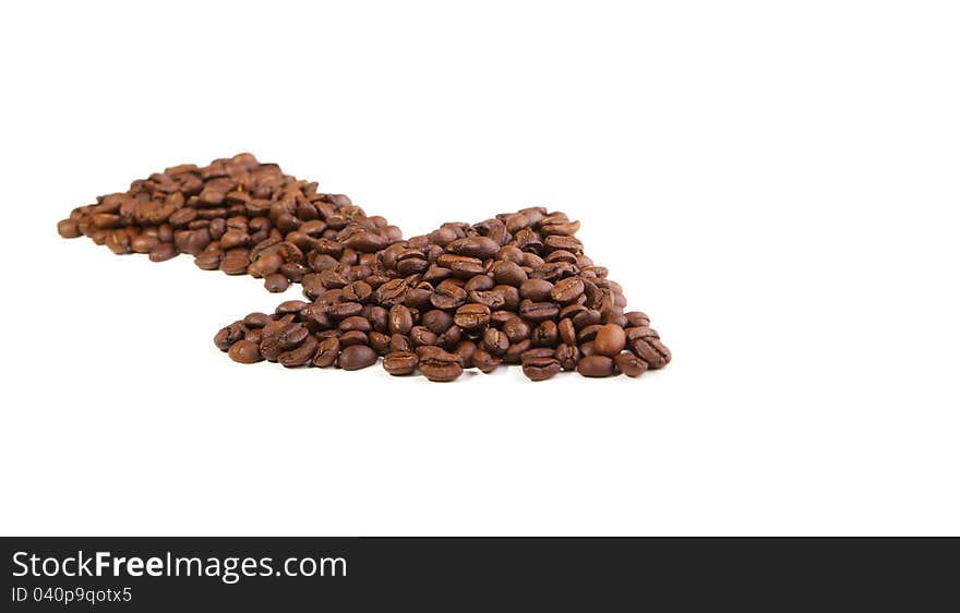 Arrow made of coffee beans. Arrow made of coffee beans