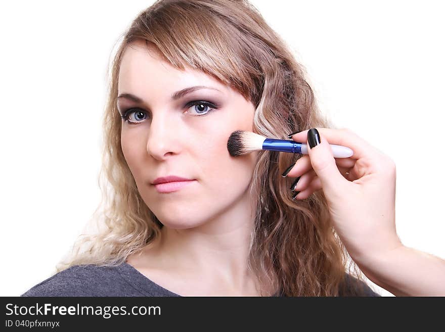 Beautiful Make Up Being Applied By Beautician. Beautiful Make Up Being Applied By Beautician