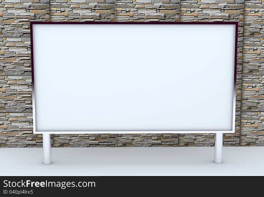 Blank big box display new design aluminum frame template for design work, on stone background. Blank big box display new design aluminum frame template for design work, on stone background.