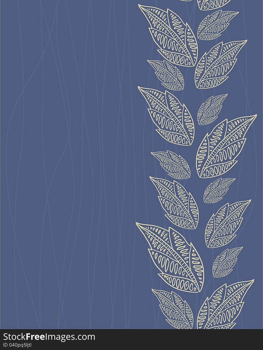 Seamless Vertical Pattern With Leaves In Vector