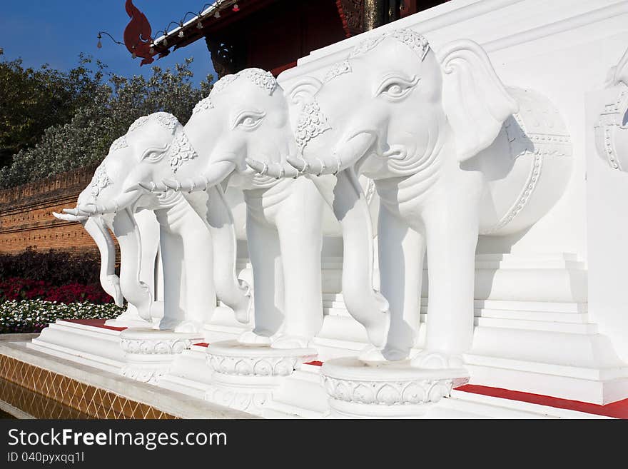 Statue of white elephant in Thailand