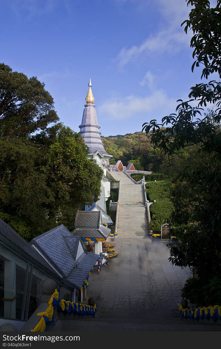 Stupa on the mountain in Thailand