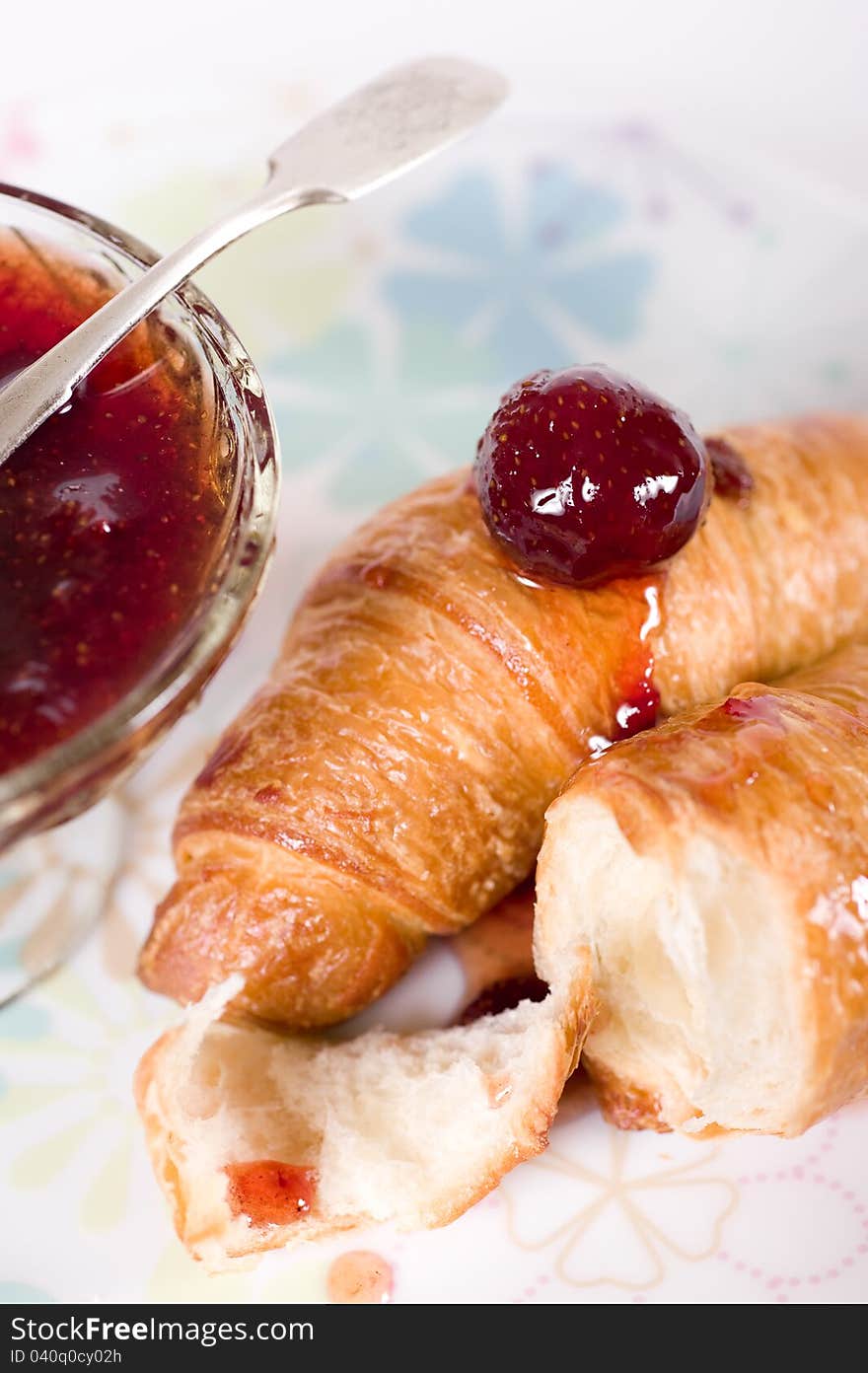 Croissant With Strawberry Jam