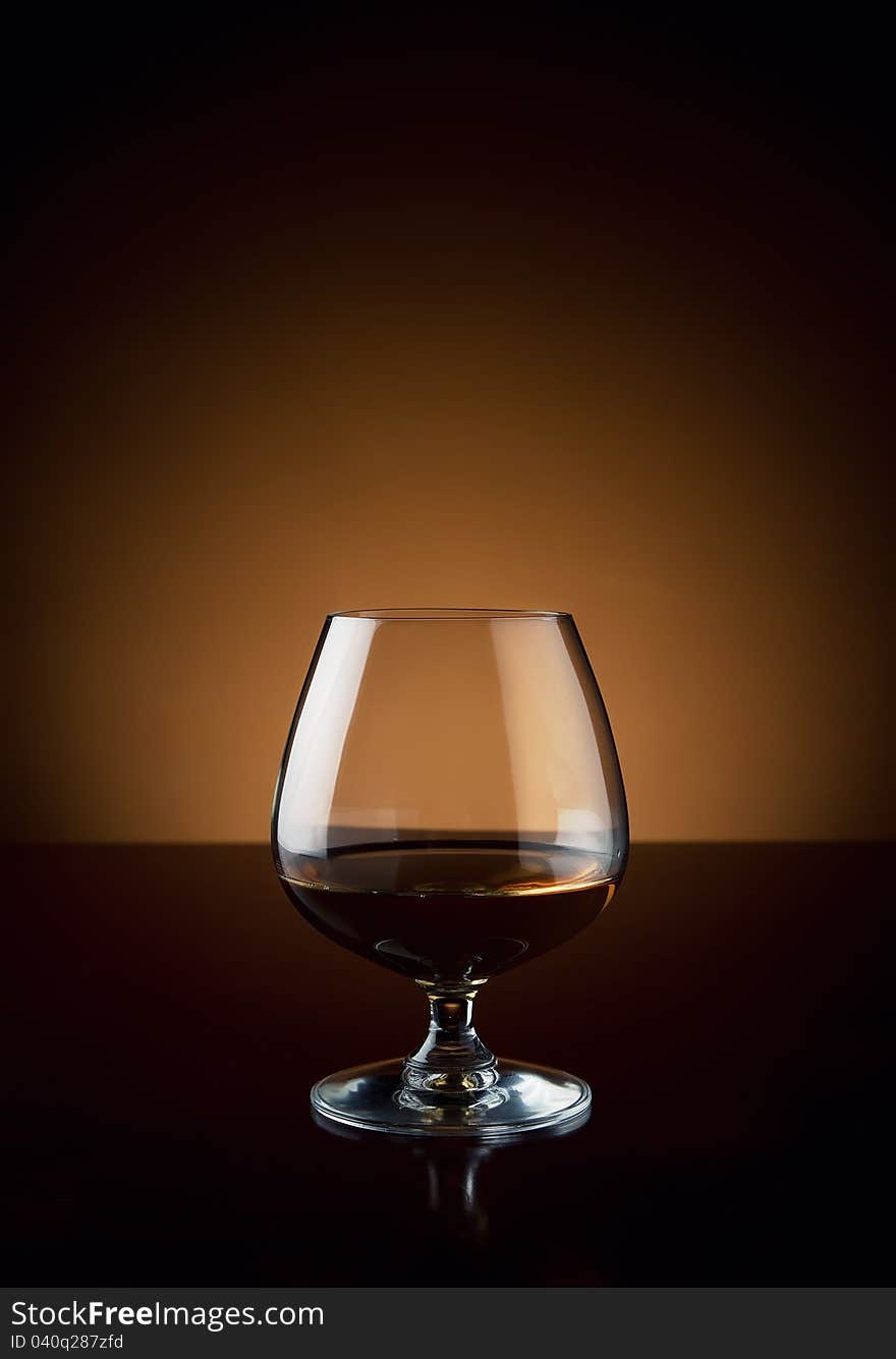 Glass Of Cognac With Copy Space