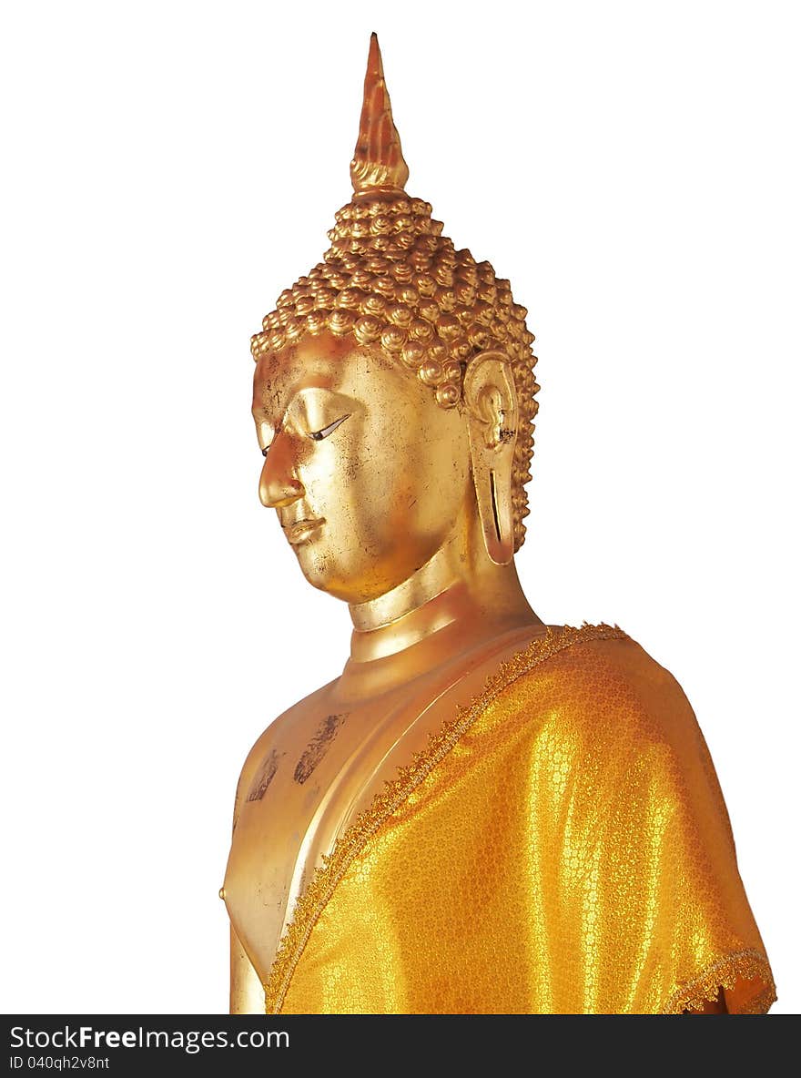 Golden Buddha isolated on white