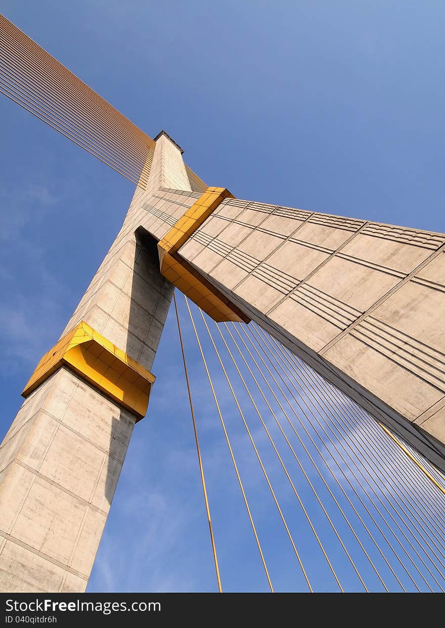 Mega sling Bridge,Rama 8, in Bangkok Thailand
The bridge is shown a powerful, strong, giant