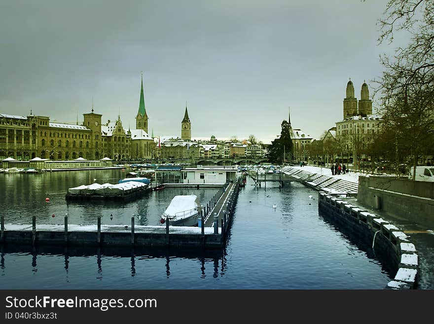 Winter skies over Zurich, Switzerland. Winter skies over Zurich, Switzerland