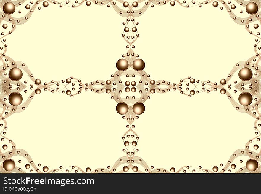 Creative golden abstract frame with balls and lines. Creative golden abstract frame with balls and lines